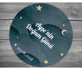 Gece Yıldızlar Doğum Günü Sticker