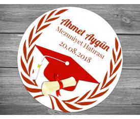 Kırmızı kep ve diplomalı mezuniyet sticker