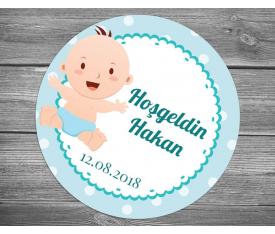 Mavi zeminli kucak açan bebek sticker