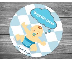 Mavi konuşma balonlu bebek sticker