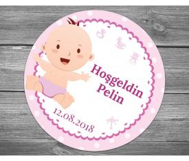 Pembe Kuçaklayan Bebek Sticker