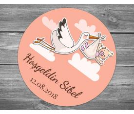 Turuncu Leylekli Bebek Sticker