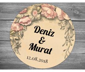 Sebye zeminli çiçekler sticker