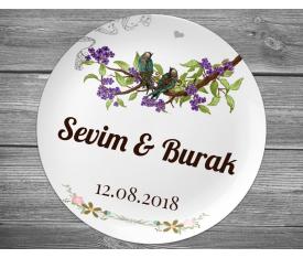 Çiçekli dal ve serçeli sticker