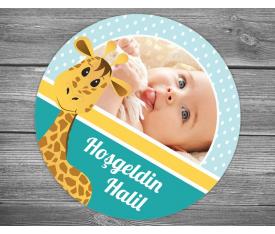 Sevimli Zürafa Doğum Günü Sticker