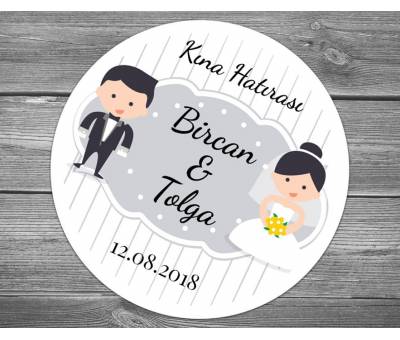 Gri zeminli gelinle damat sticker