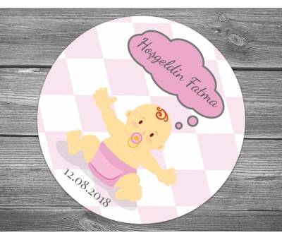 Pembe Konuşma Balonlu Bebek Sticker
